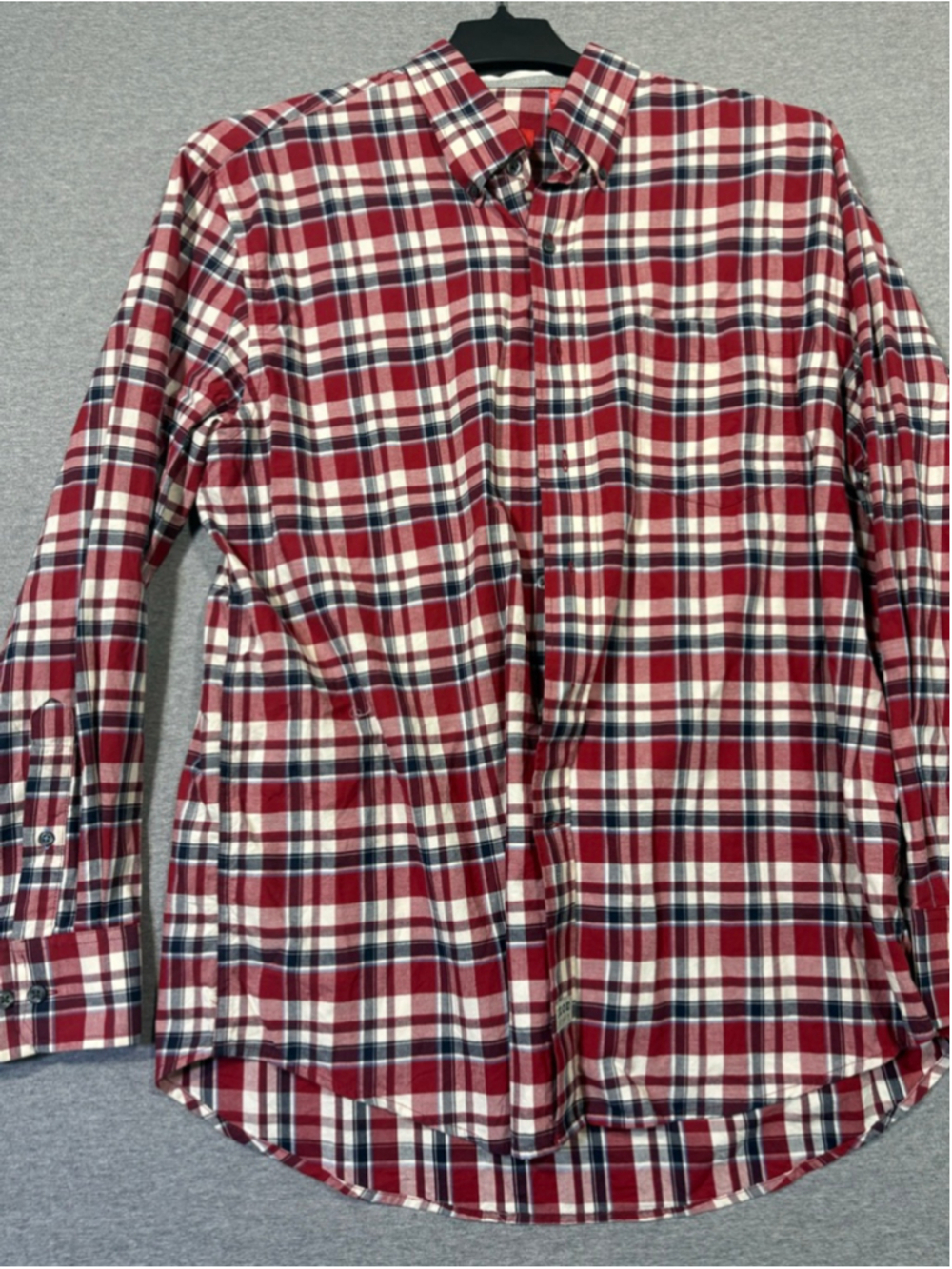 Men's IZOD Red Navy Plaid Casual Button Down Shirt L